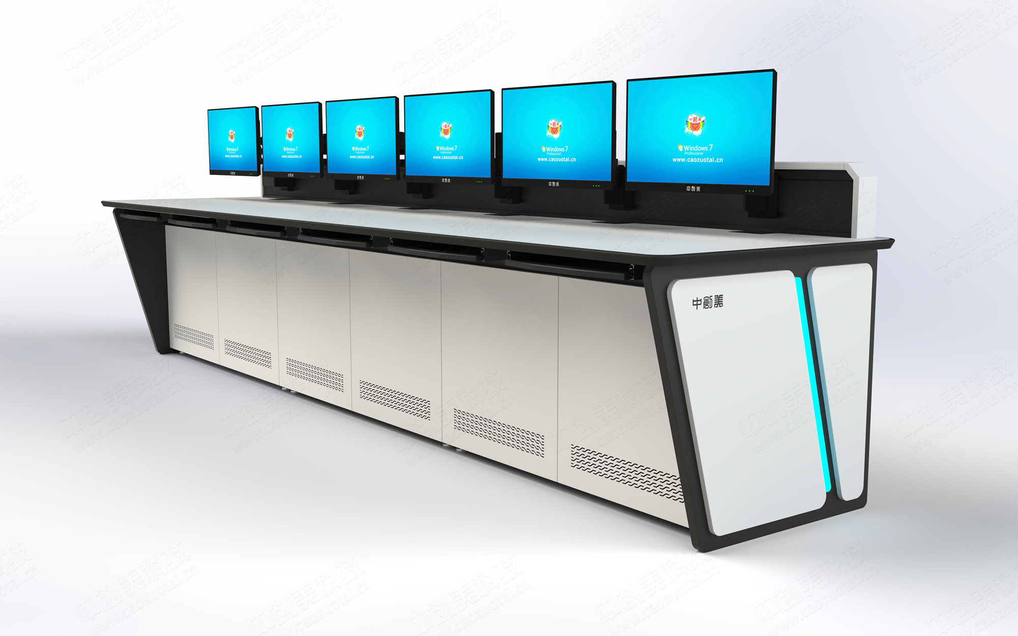 监控室操作台图片